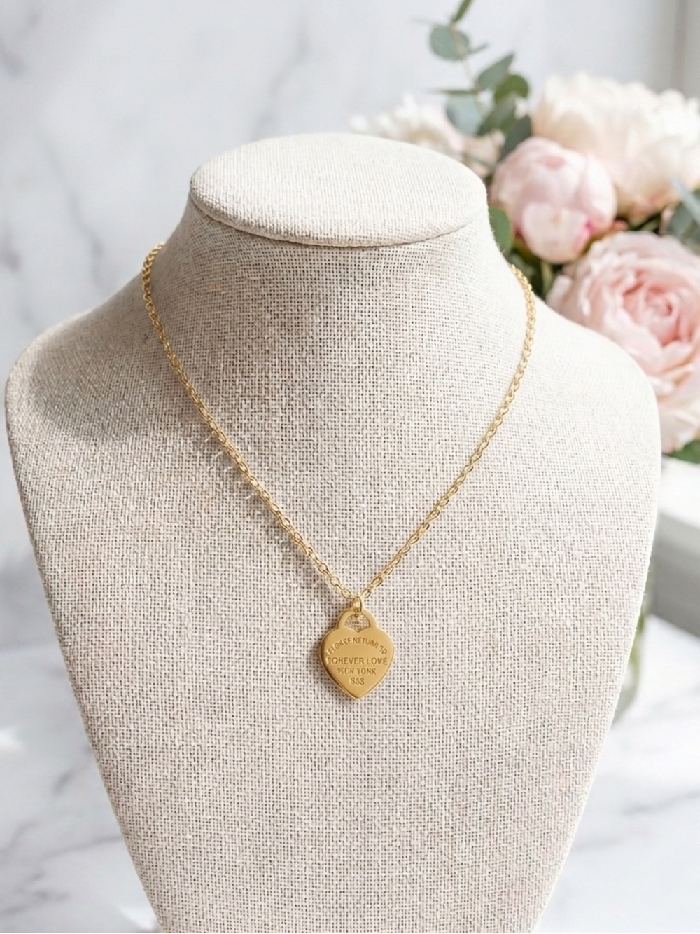 For ever love Gold Heart Pendant Necklace - Women Jewelry 316L s